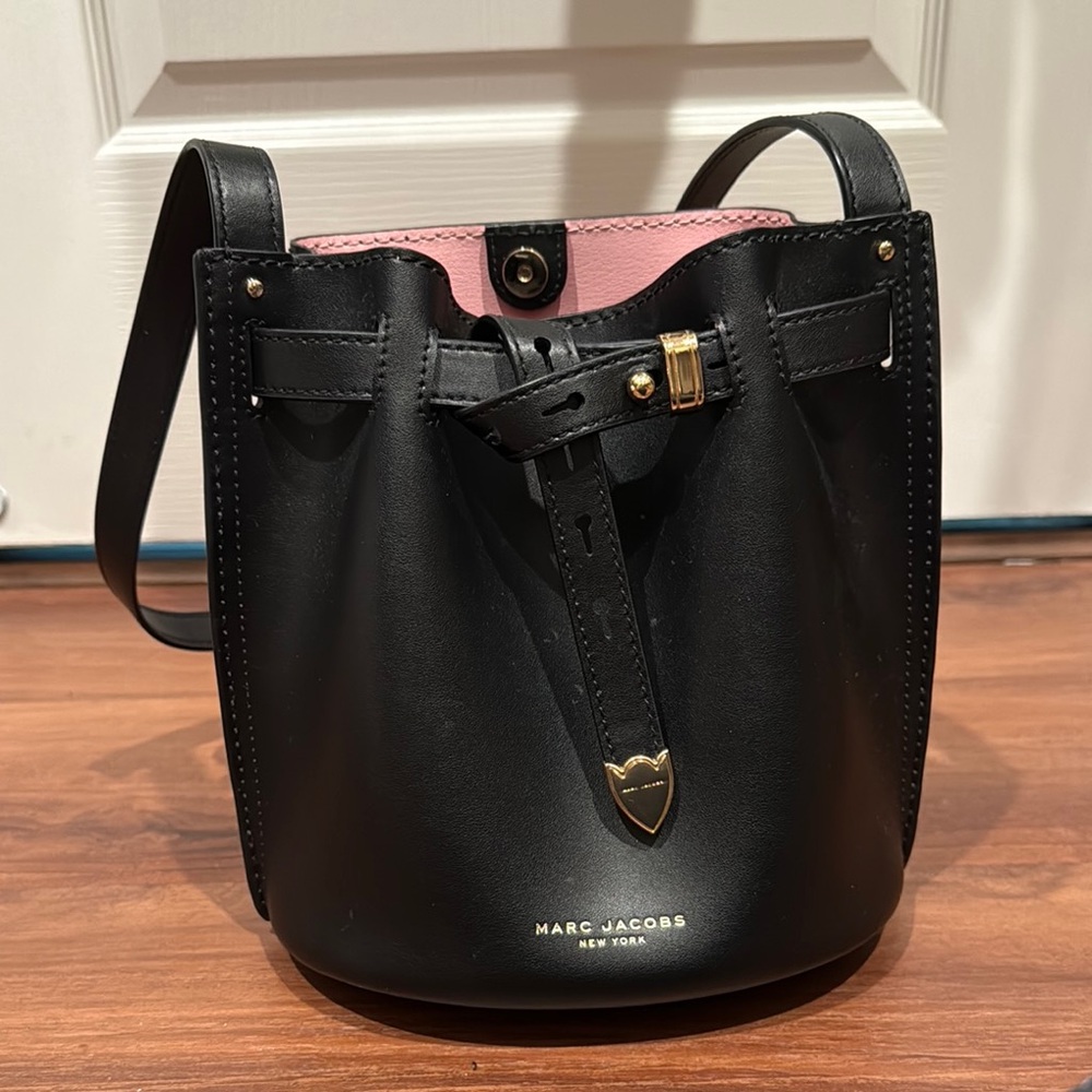 Marc Jacobs Black and Pink Crossbody Bag with Gold Accents